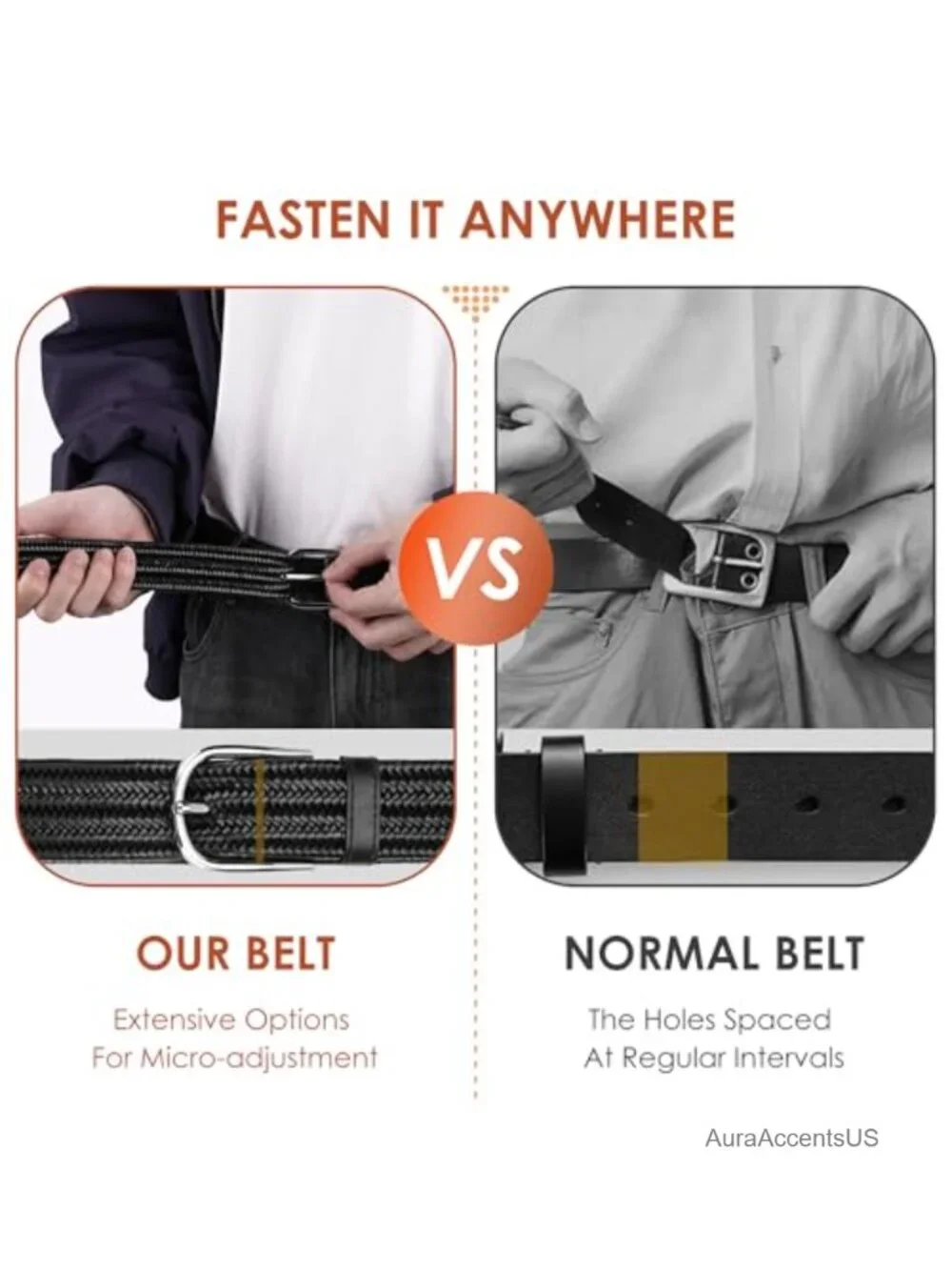 Genuine Leather Braided Belt for Men - 1.38